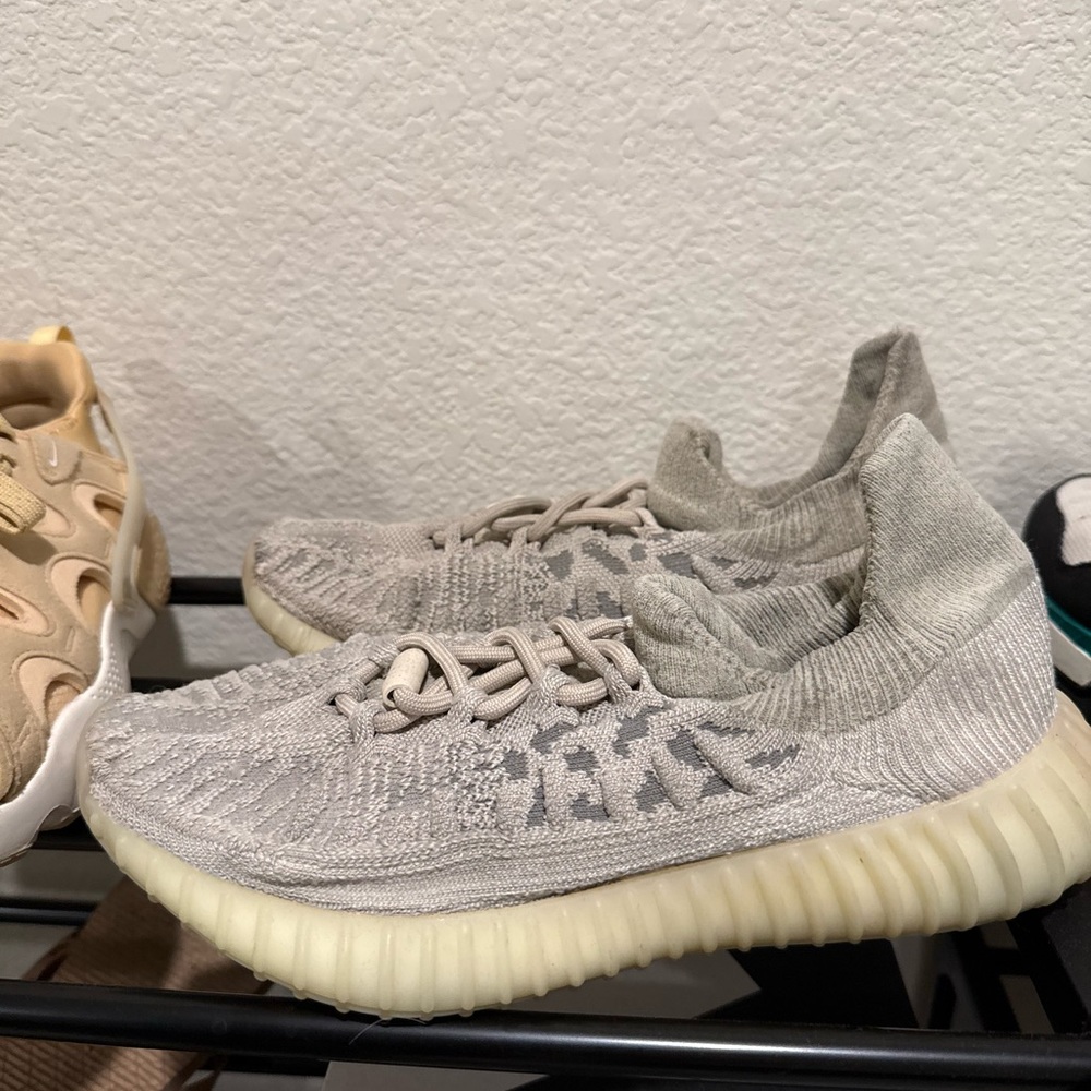 Yeezy Cream and Gray Sneakers